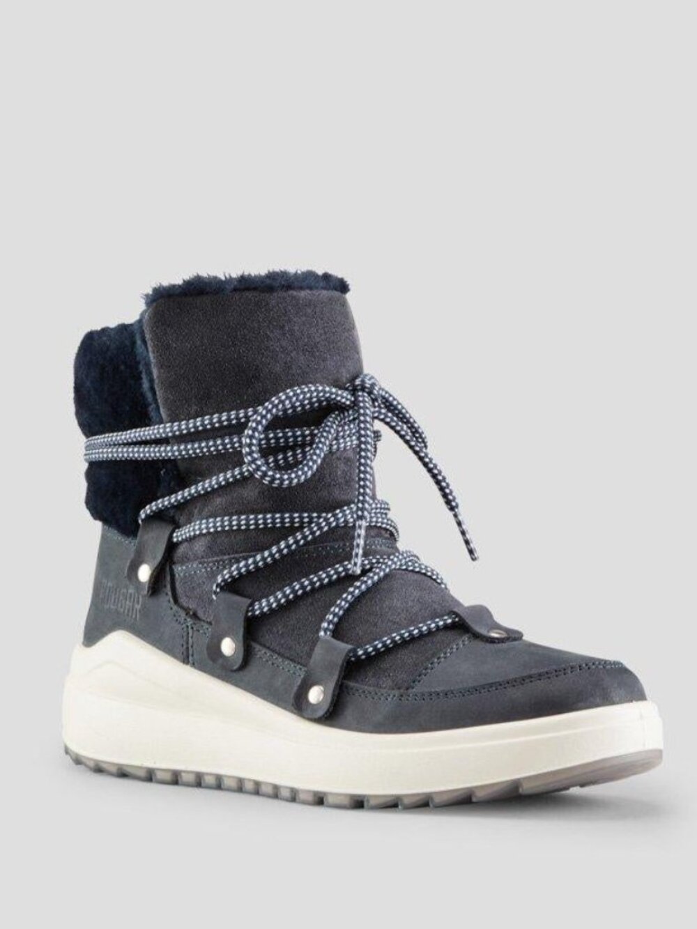 Cougar Treville Sheepskin Shearling Boots Leather Booties Navy Blue Size 8.5 NEW